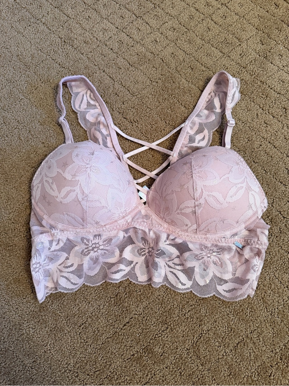 Victoria’s Secret Pink light pink lace longline push bra size 34C